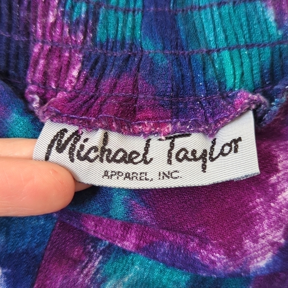 Michael Taylor 80's Vintage Tie Dyed High Waist Pleated Wide Leg Soft Shorts S - Picture 6 of 8
